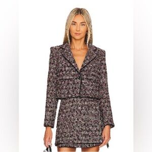 Le Superbe  Black and pink Cropped Blazer and Wrap Skirt sz 4 MSRP $824 NWT